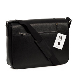 Geanta office pentru laptop 15" si documente din piele naturala safiano DiAmanti Benevento Nero